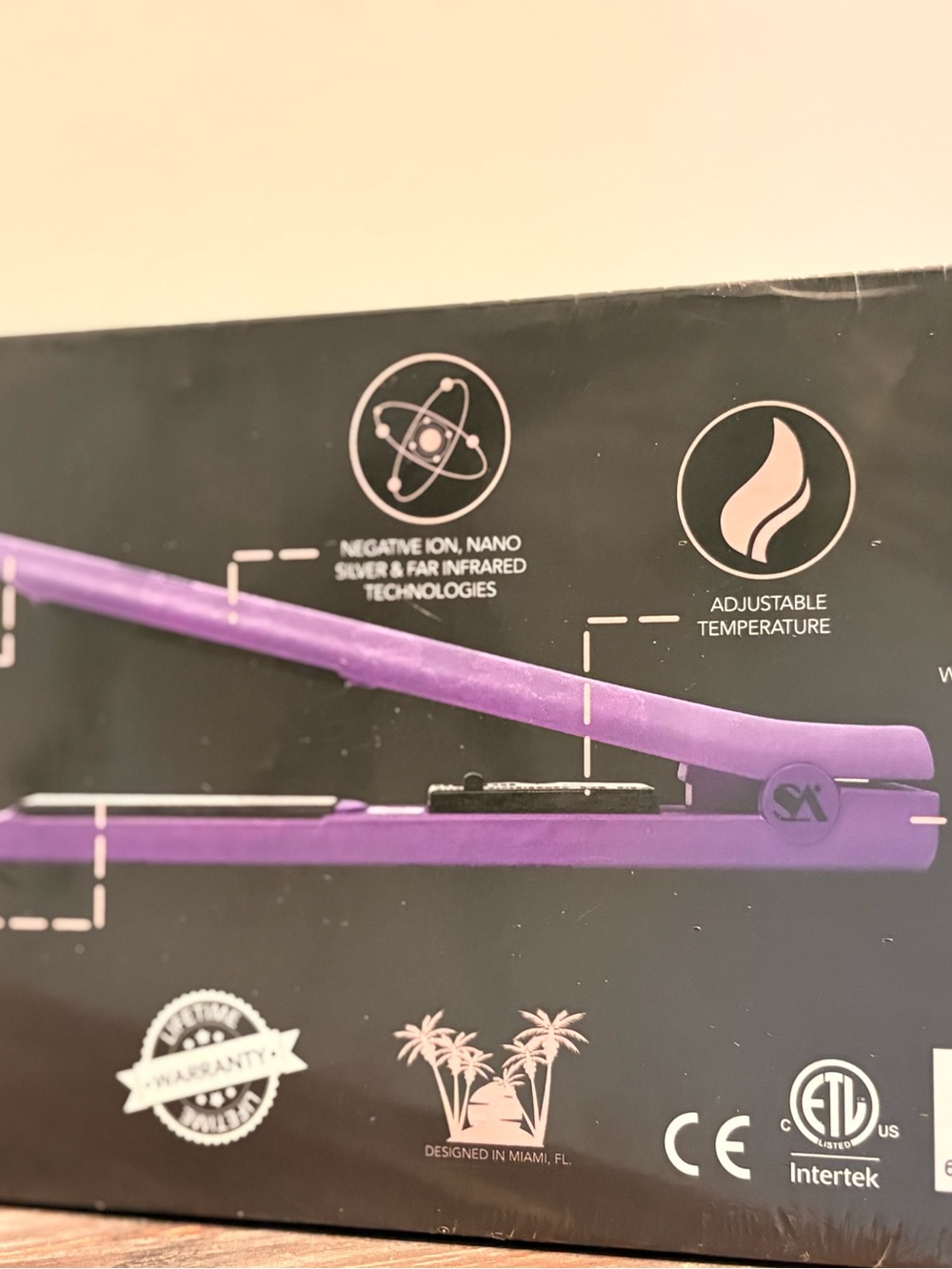 Purple Hair Straightener Flat Iron - Adjustable Temperature (NIB)